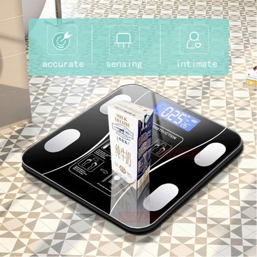  Sensitives Household LED Digital Weight Bathroom Balance Bluetooth Android or iOS Body Fat Scale Floor Scientific Smart Electronic,Black