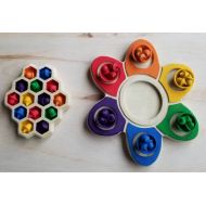 /SensoryPlay Color sorting set, color sorting game, honeycomb, flower tray, Montessori toy, Waldorf toy, wooden toys, free shipping