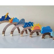 SensoryPlay Weather toppers, rainbow not included, Weather toy, wooden weather toys, Climate change, montessori inspired symbols, waldorf inspired