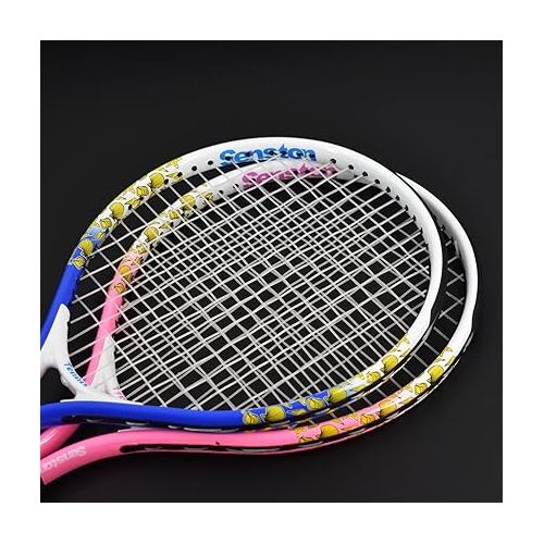  Senston 17/23 inch Tennis Racket for Kids 2-Pack Boys Girls Tennis Racquets Kids Complete Tennis Set with Balls