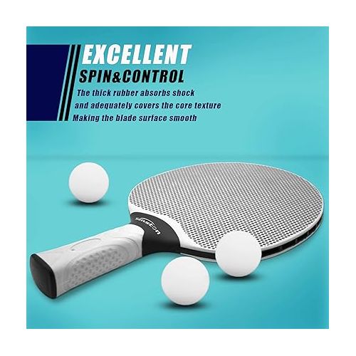  Senston Table Tennis Rackets Set, Professional Table Tennis Racket with 3 Balls, Composite Rubber Ping Pong Paddle Set