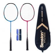 Senston - High Grade 2 Player Graphite Badminton Racket Set - Including 1 Badminton Bag/2 Rackets/2 Grip