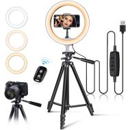 [아마존 핫딜] Sensyne 10USB Selfie LED Ring Light with 50 Extendable Tripod Stand & Flexible Phone Holde for Live Stream/Makeup,Camera, YouTube Video Photography, Compatible with iPhone/Android