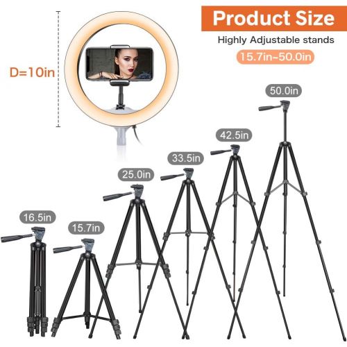  [아마존 핫딜] Sensyne 10USB Selfie LED Ring Light with 50 Extendable Tripod Stand & Flexible Phone Holde for Live Stream/Makeup,Camera, YouTube Video Photography, Compatible with iPhone/Android