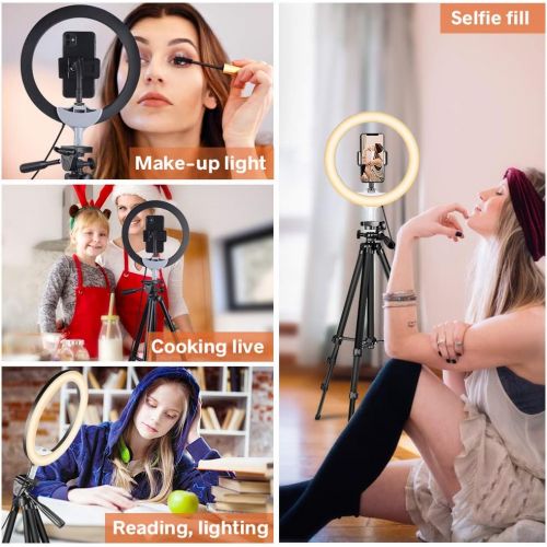  [아마존 핫딜] Sensyne 10USB Selfie LED Ring Light with 50 Extendable Tripod Stand & Flexible Phone Holde for Live Stream/Makeup,Camera, YouTube Video Photography, Compatible with iPhone/Android