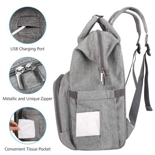  [아마존베스트]Diaper Bag Backpack, Sensyne Multi-Function Waterproof Maternity Baby Nursing Nappy Back Pack for Boy/Girl on Travel with Stroller Straps, Large & Stylish & Durable