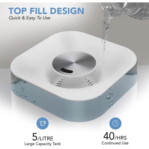  Visit the Senville Store Senville SENHU-55 Top-Fill Large Capacity Cool Mist Humidifier, Ultrasonic, with Essential Oil Diffuser for Aromatherapy, 5L, White