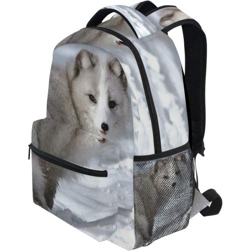  DOENR School Backpack Arctic Fox Teens Girls Boys Schoolbag