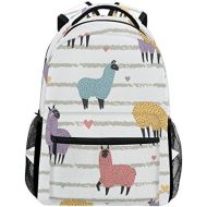 DOENR School Student Backpack Colorful Alpaca Girls Boys Bookbags Travel Schoolbag