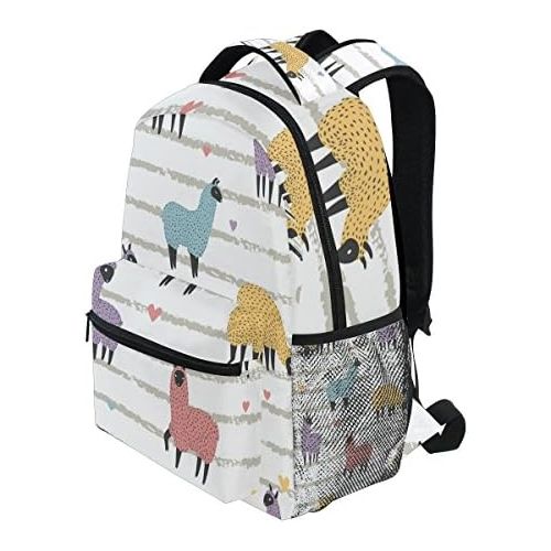  DOENR School Student Backpack Colorful Alpaca Girls Boys Bookbags Travel Schoolbag