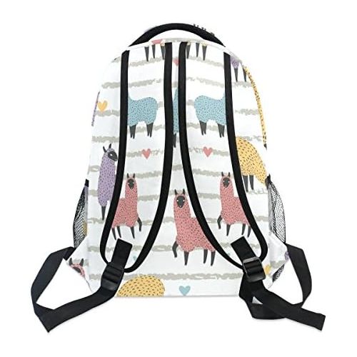  DOENR School Student Backpack Colorful Alpaca Girls Boys Bookbags Travel Schoolbag