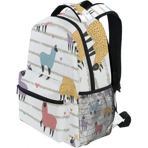  DOENR School Student Backpack Colorful Alpaca Girls Boys Bookbags Travel Schoolbag