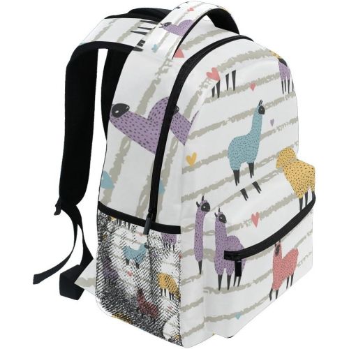  DOENR School Student Backpack Colorful Alpaca Girls Boys Bookbags Travel Schoolbag