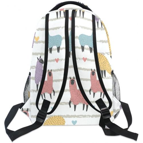  DOENR School Student Backpack Colorful Alpaca Girls Boys Bookbags Travel Schoolbag