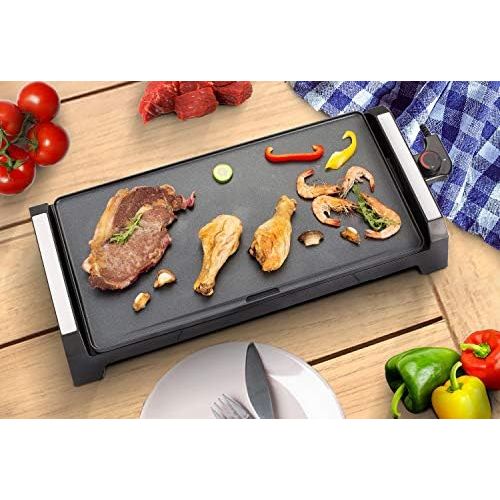  [아마존베스트]Senya SYCK-G021 Electric Grill Plate XL for 6 to 8 People Non-Stick Coating 2200 W Black