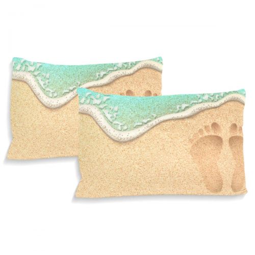  Senya senya Ultra Soft 3pc Duvet Cover Set Footprint On Sea Beach Sand Printed Cotton Luxury Lightweight Microfiber Velvet Warm Cozy Bedding Set for Kids Boys Girls