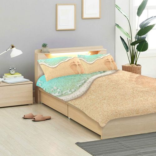  Senya senya Ultra Soft 3pc Duvet Cover Set Footprint On Sea Beach Sand Printed Cotton Luxury Lightweight Microfiber Velvet Warm Cozy Bedding Set for Kids Boys Girls