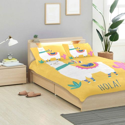  Senya senya Ultra Soft 3pc Duvet Cover Set Llama Yellow Printed Cotton Luxury Lightweight Microfiber Velvet Warm Cozy Bedding Set for Kids Boys Girls