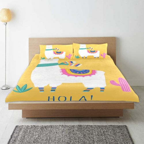  Senya senya Ultra Soft 3pc Duvet Cover Set Llama Yellow Printed Cotton Luxury Lightweight Microfiber Velvet Warm Cozy Bedding Set for Kids Boys Girls