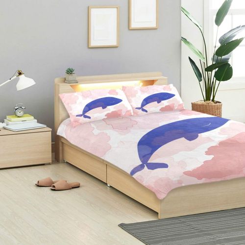  Senya senya 3 Pieces Duvet Cover Blue Whale Soft Warm Twin Bedding Set Quilt Bed Covers for Kids Boys Girls