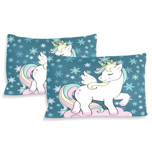  Senya senya 3 Pieces Duvet Cover Unicorn with Blue Snow Soft Warm Twin Bedding Set Quilt Bed Covers for Kids Boys Girls