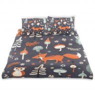 Senya senya 3 Pieces Duvet Cover Cute Woodland Animals Soft Warm Twin Bedding Set Quilt Bed Covers for Kids Boys Girls