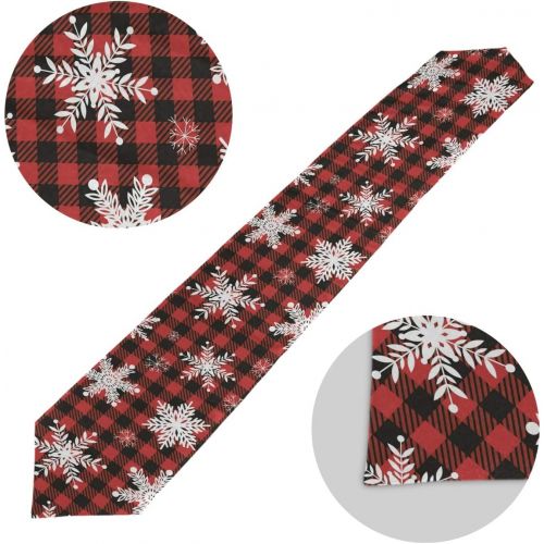  senya Christmas Table Runner, Snowflakes Red Black Plaid Fabric Table Runner Place Mats 13 x 70 inch for Kitchen Dining Wedding Party Table Decor Party Decoration