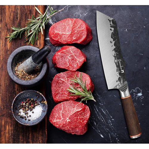  SENZOKAN Asian Knife Kiritsuke Japanese Chefs Knife with 6 Blade Nakiri Light and Handy..