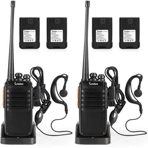  Seodon Walkie Talkies for Adults Long Range with One Extra Battery for Each Radio Rechargeable Walkie Talkie Two Way Radios with Earpiece/Headsets(2 Pack)