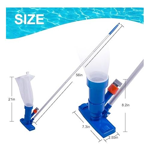  Sepetrel Upgraded Swimming Pool Spa Jet Vacuum Cleaner with Brush & 56