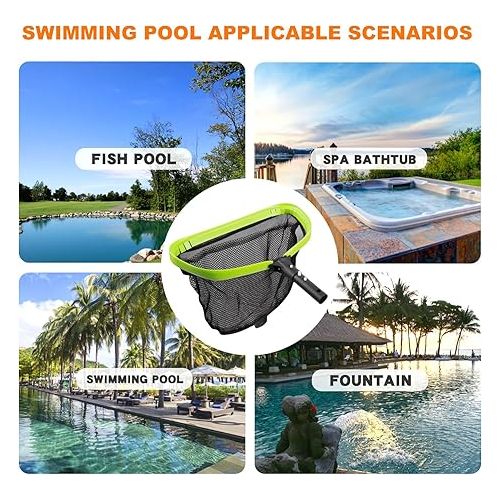  Sepetrel Pool Net,Professional Swimming Pool Leaf Skimmer Nets for Cleaning with Double-Layer Deep Big Bag,Heavy Duty Aluminum Frame & Handle Rake(Pole Not Included)