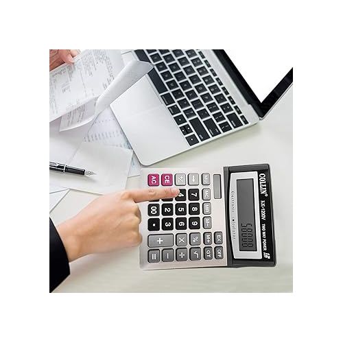  Desk Calculator, 12-Digit Solar Battery Office Calculator with Large LCD Display Big Sensitive Button, Dual Power Desktop Calculators