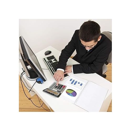  Desk Calculator, 12-Digit Solar Battery Office Calculator with Large LCD Display Big Sensitive Button, Dual Power Desktop Calculators