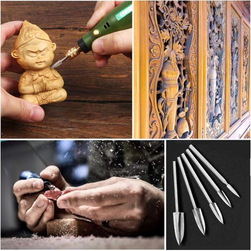  [아마존베스트]Septo 5 PCS Wood Carving Tools, Engraving Drill Accessories Bit Universal Fitment for Rotary Tools