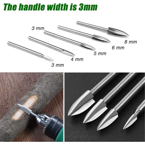  [아마존베스트]Septo 5 PCS Wood Carving Tools, Engraving Drill Accessories Bit Universal Fitment for Rotary Tools