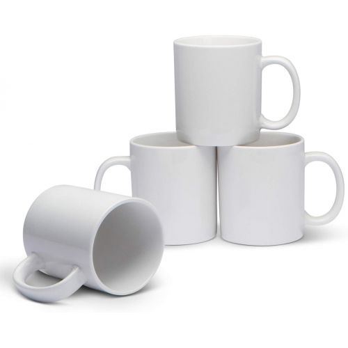  Serami 19oz White Large Classic Mugs for Coffee or Tea. Large Handle and Heavy Duty Construction, Set of 4