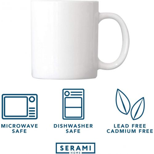  Serami 19oz White Large Classic Mugs for Coffee or Tea. Large Handle and Heavy Duty Construction, Set of 4