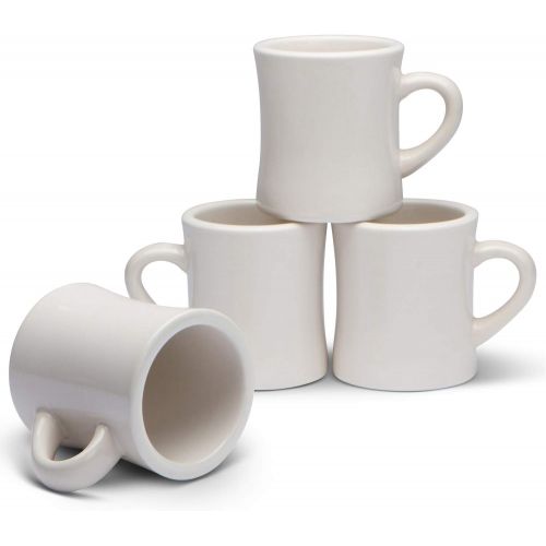  Serami Classic Cream White Diner Mugs for Coffee with 11oz Capacity, Set of 4