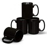 [아마존베스트]Serami Black Colored Ceramic Classic Coffee Mugs Large Handles with 15oz Capacity, Set of 4