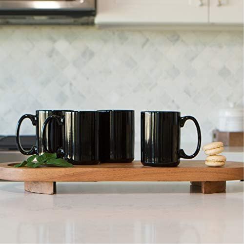  [아마존베스트]Serami Black Colored Ceramic Classic Coffee Mugs Large Handles with 15oz Capacity, Set of 4