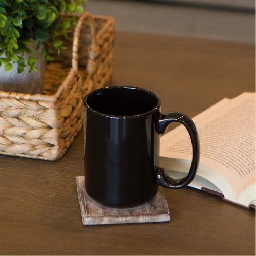  [아마존베스트]Serami Black Colored Ceramic Classic Coffee Mugs Large Handles with 15oz Capacity, Set of 4