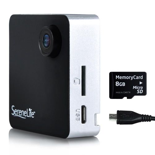  Serene Life Full HD 1080p WiFi Pocket Cam, 2-in-1 Camera + Camcorder, Control via Smartphone (Black)