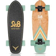 SereneLife Complete Standard Skateboard Mini Cruiser - 6 Ply Canadian & Bamboo Maple Deck Complete Double Kick Skate Board W/ 5