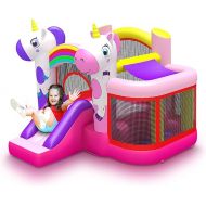SereneLife Inflatable Bounce House Castle,Party Bounce House with Slide,Outdoor or Indoor Kids Castle,Inflatable Slide,Bouncy House with Commercial Grade Air Blower,1412? x 110? x 90?