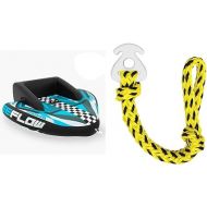 SereneLife Heavy-Duty Inflatable Towable Booster Tube + Airhead Kwik-Connect Tow Rope Connector Bundle