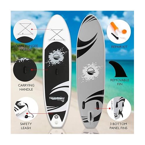  SereneLife Stand Up Paddle Board Inflatable - 10’ Ft. Standup Sup Paddle Board W/Manual Air Pump, Safety Leash, Paddleboard Repair Kit, Storage/Carry Bag - Sup Paddle Board Inflatable