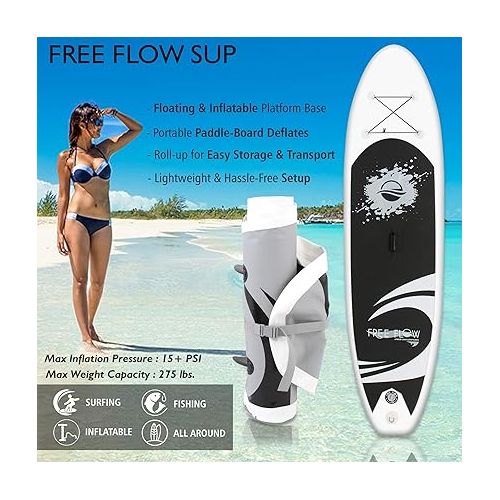  SereneLife Stand Up Paddle Board Inflatable - 10’ Ft. Standup Sup Paddle Board W/Manual Air Pump, Safety Leash, Paddleboard Repair Kit, Storage/Carry Bag - Sup Paddle Board Inflatable