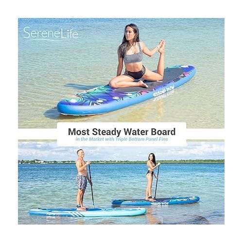  SereneLife Inflatable Stand Up Paddle Board-10Ft. Graffiti Standup SUP Paddle Board w/Oar, Air Pump, Ankle Leash, Paddleboard Repair Kit, Waterproof Mobile Phone Case, Storage/Carry Bag SLSUPB636.5