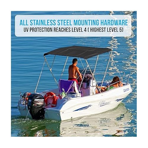  SereneLife Waterproof Boat Bimini Top Cover, Canvas Sun Shade Boat Canopy -1
