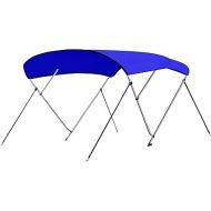 SereneLife 4 Bow Bimini Top Boat Cover - Front Hold-Down Straps and Rear Support Arms, Includes Mounting Hardware with 1 Inch Aluminum Frame (Blue), 4 Bow 8'L x 54
